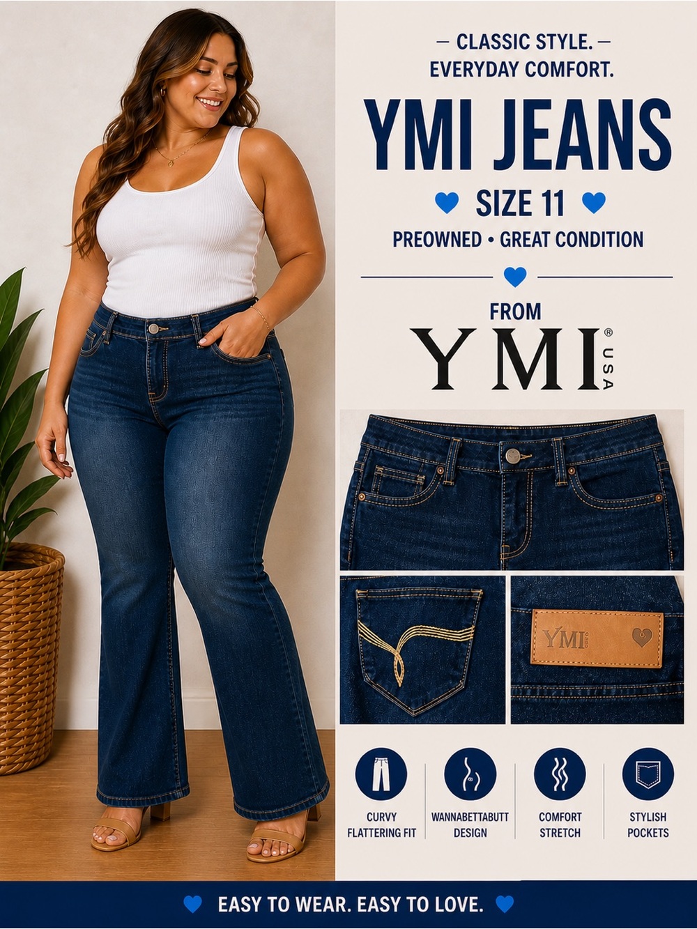 💙 YMI WannaBettaButt Jeans – Flattering Fit | Size 11 (Junior) | Preowned